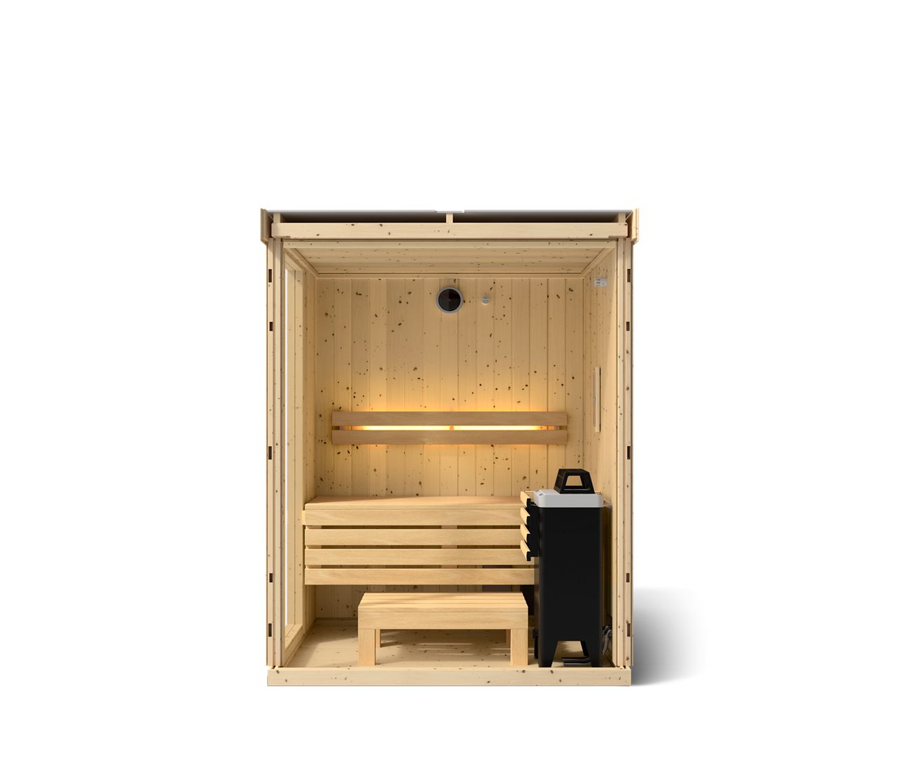 Kohler C1 Indoor 2-Person Scandinavian Spruce Sauna with Floor & FERO Heater