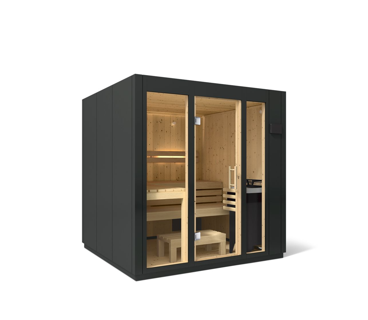 Kohler C1 5-Person Indoor Sauna – Graphite Black, With Floor