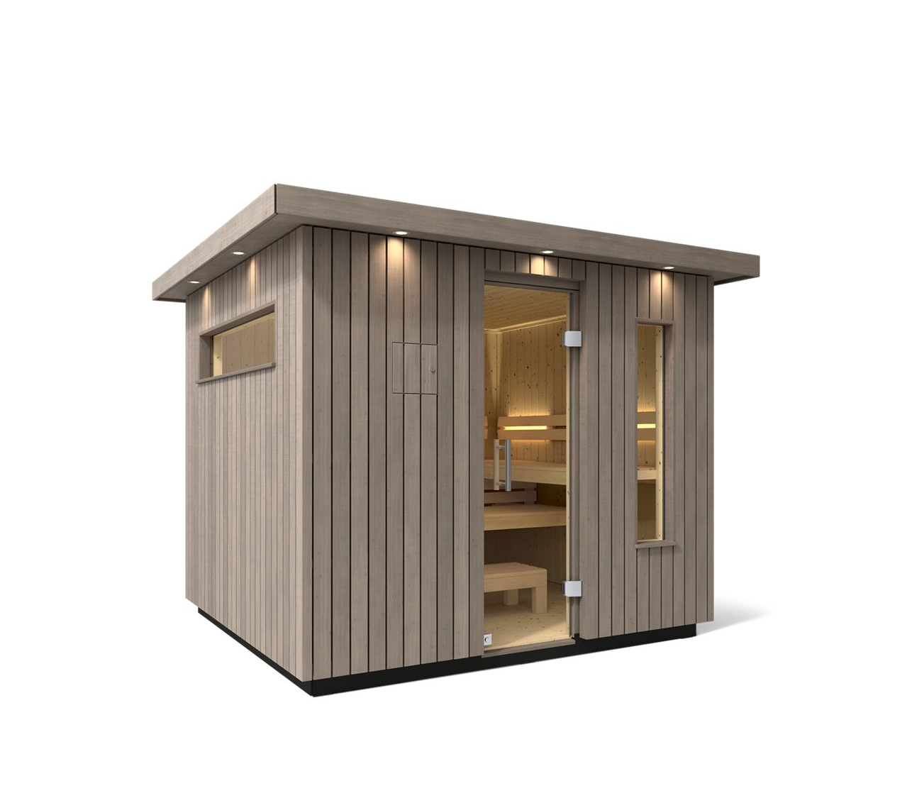 Kohler C2 Outdoor Sauna in Weathered Grey Spruce – 6 Person