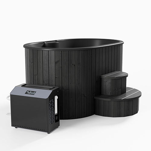 SaunaLife S2B 2-Person Cold/Hot Plunge Tub | Black Thermo-Pine, 200 Gal
